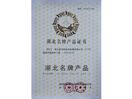 湖北名牌證書